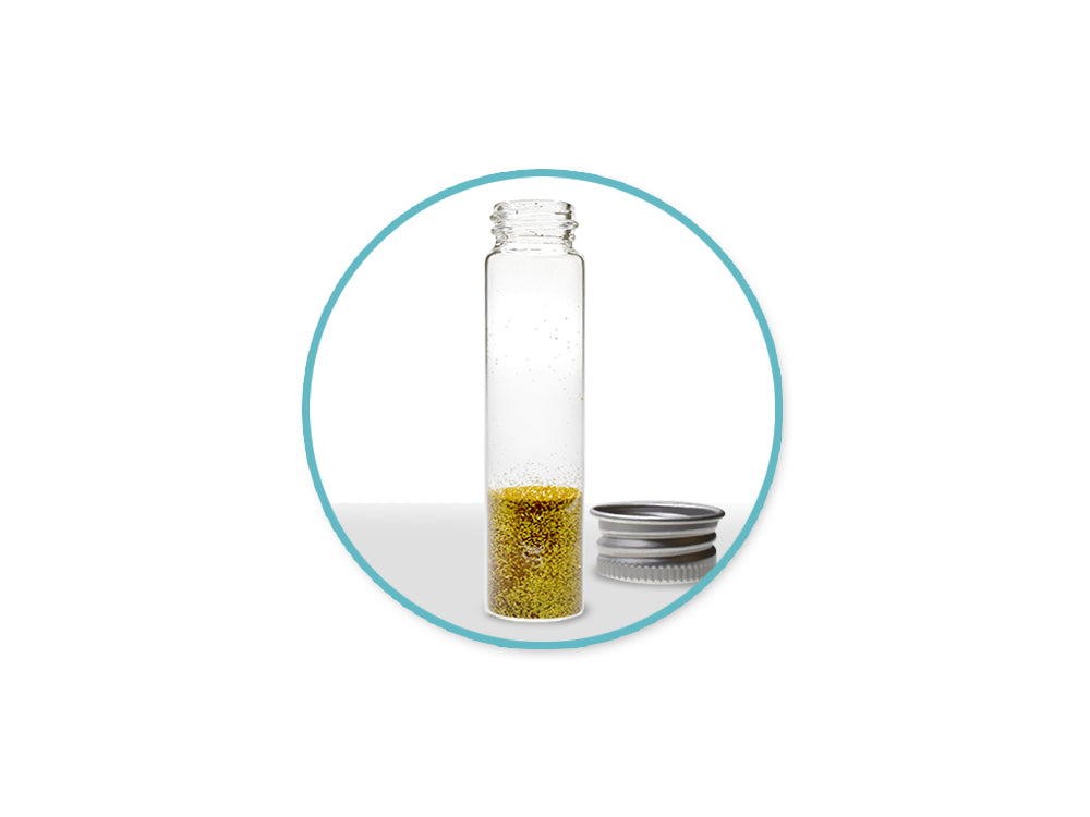 Glass Bottles: 22x95mm (0.85oz) Mini Containers w/Matte Aluminum Cap x3