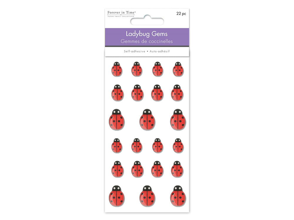 Paper Craft Emb: Mini Acrylic Ladybug Gems x22 Peel-n-Stick 1.3/1.5/2cm B) Standard