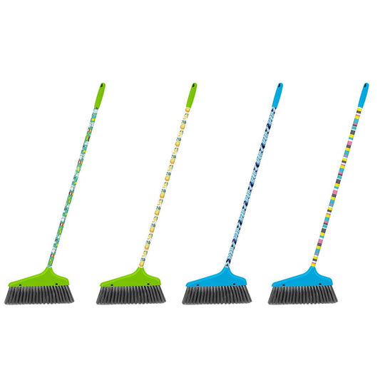 H.E., Stylish 36" Broom w/Printed Handle, 4 Styles, tag