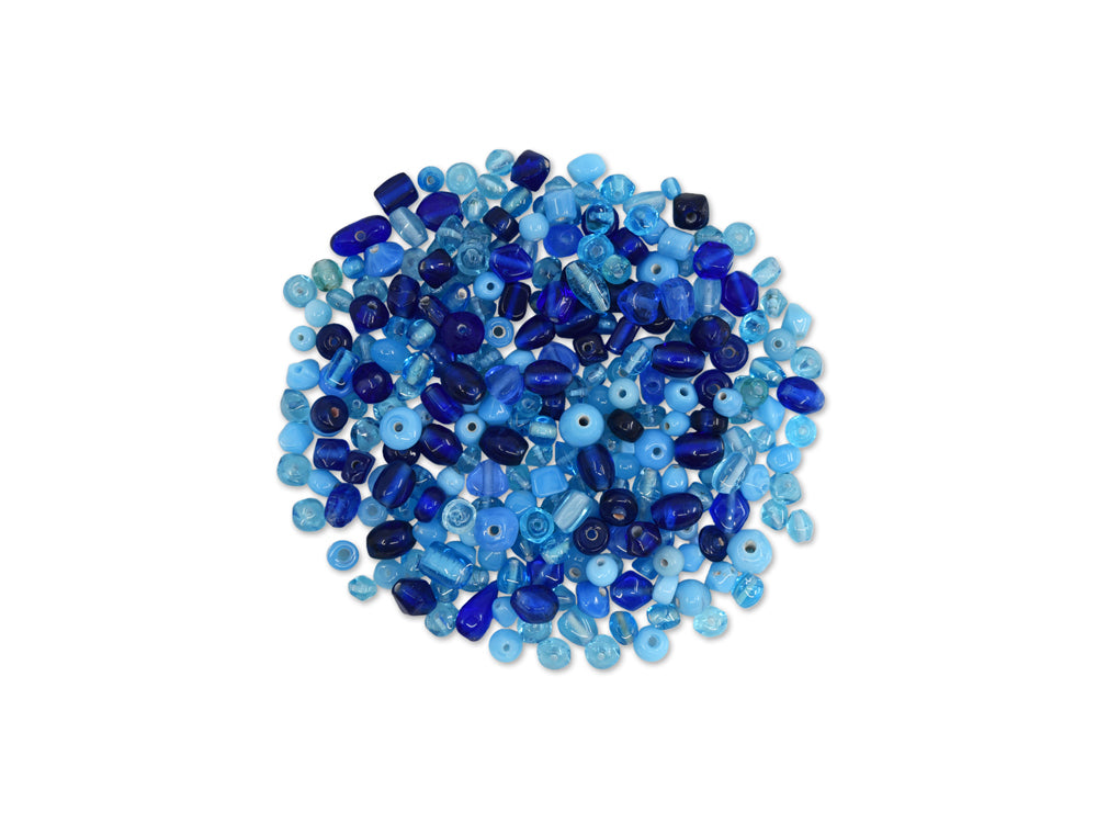 Glass Beads: 3mm-7mm Mix-Pack 30gms G) Sky