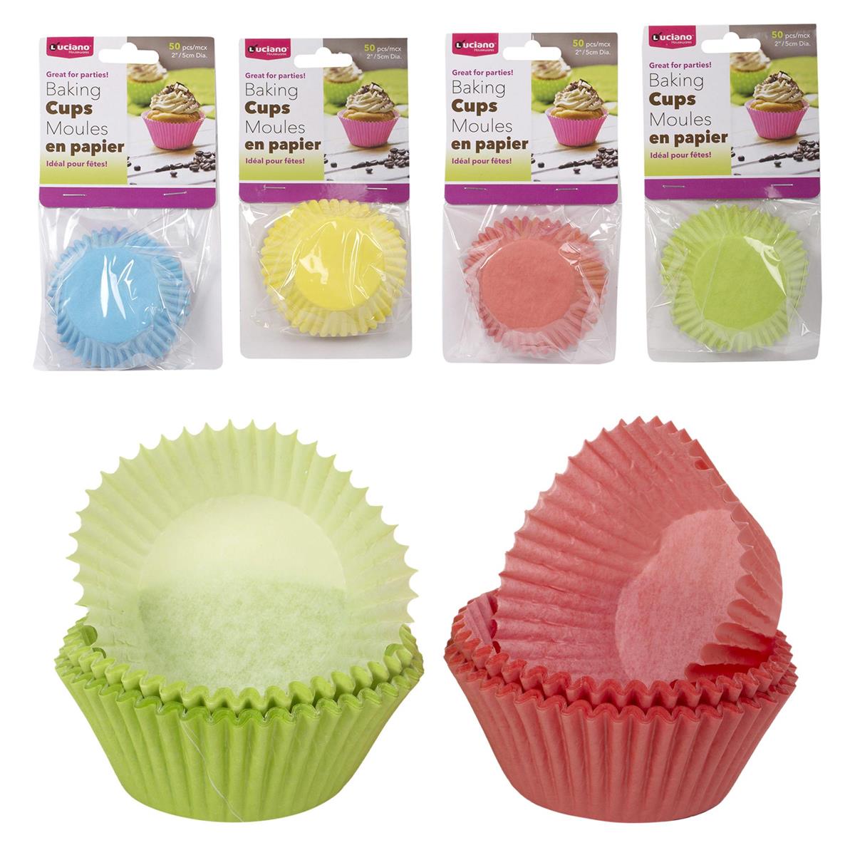 Luciano 50-pc Baking Cups, 2" Dia., Paper, 4 col., pbh