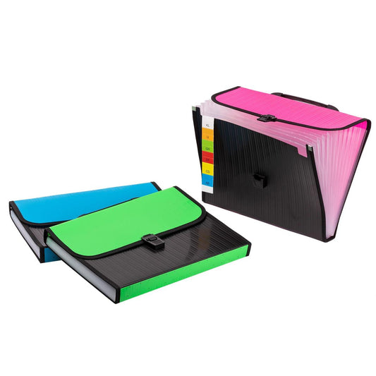 Desk Tech 13 pkt File Organizer Letter size, handle w/ lock flap.