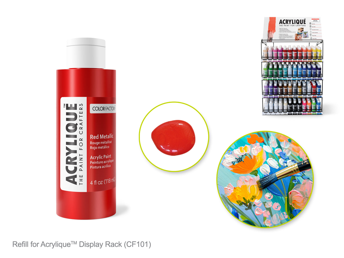 Color Factory: 4oz Acrylique Paint for Crafter's 187 Red Metallic
