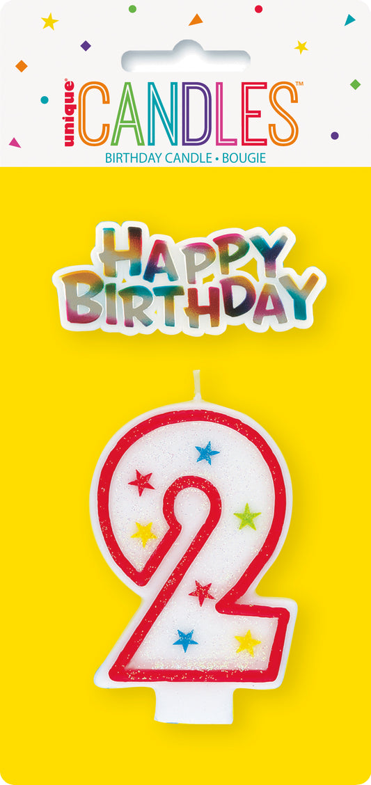 Number 2 Glitter Birthday Candle – Cake Decoration
