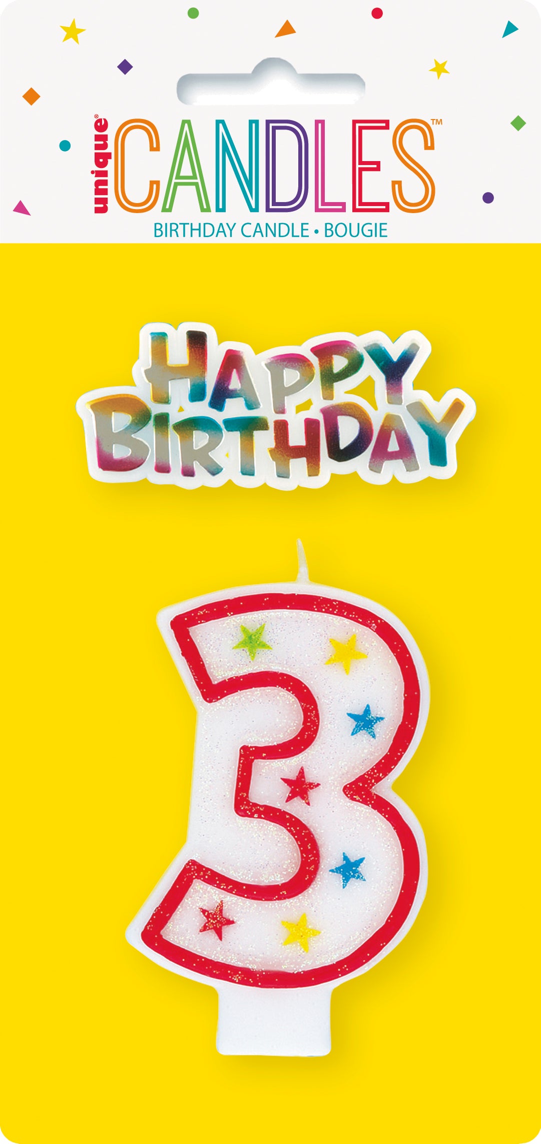 Number 3 Glitter Birthday Candle – Cake Decoration