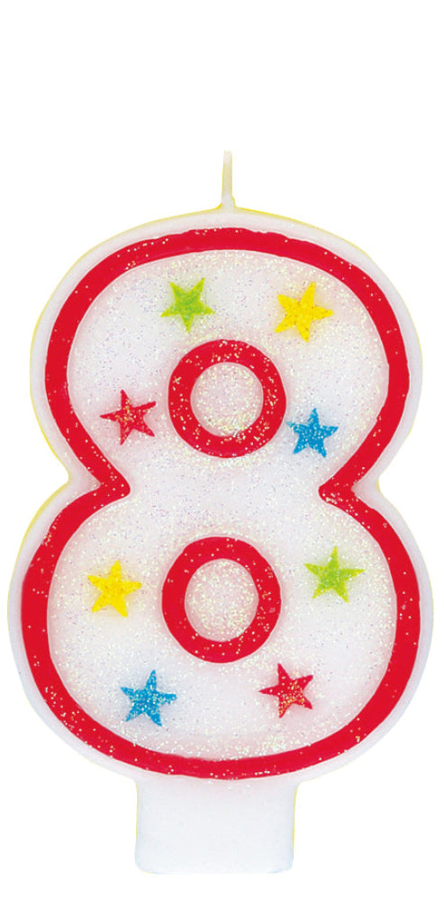 Number 8 Glitter Birthday Candle – Cake Decoration