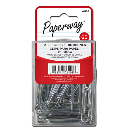 60 PAPER CLIPS - 50mm CLEAR COATED
