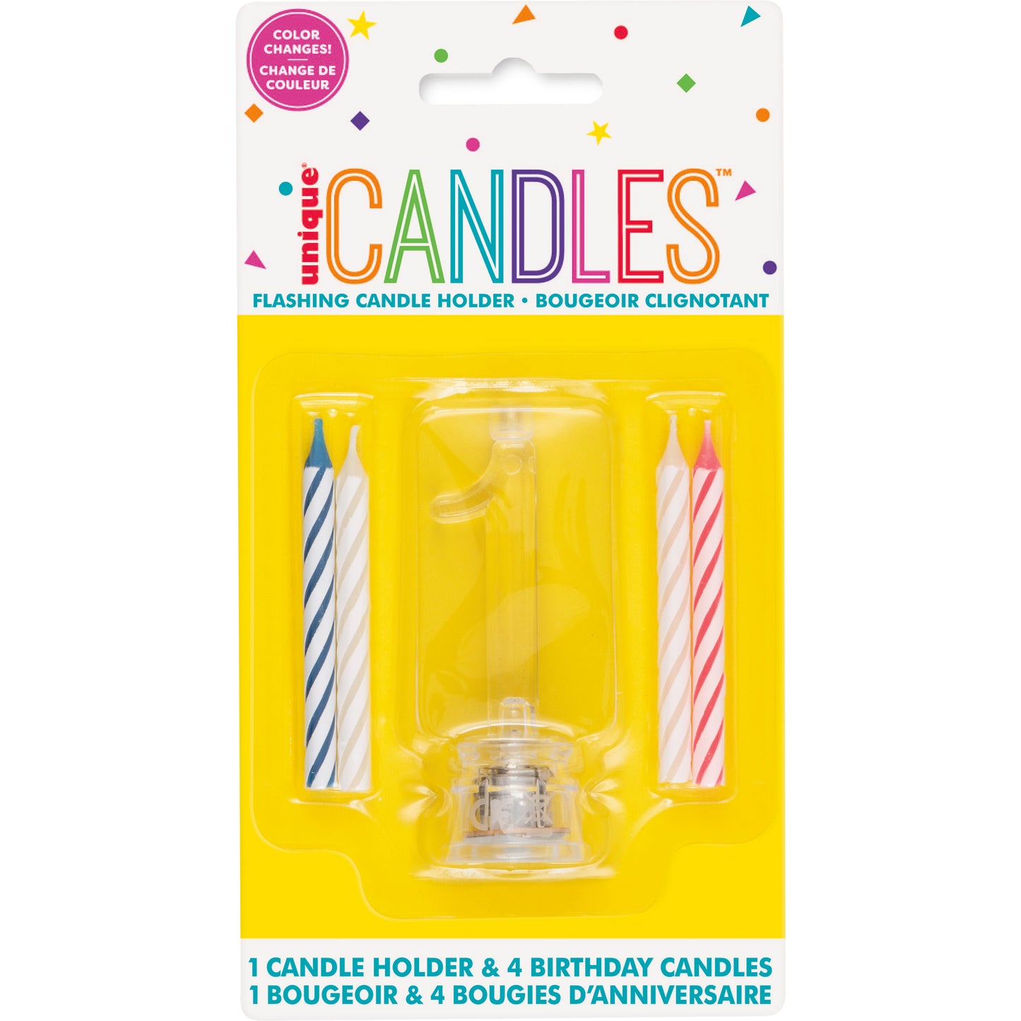 Number 1 Flashing Candle Holder with Birthday Cake Candles for Kids, Women & Men – Birthday Party Decoration Essentials