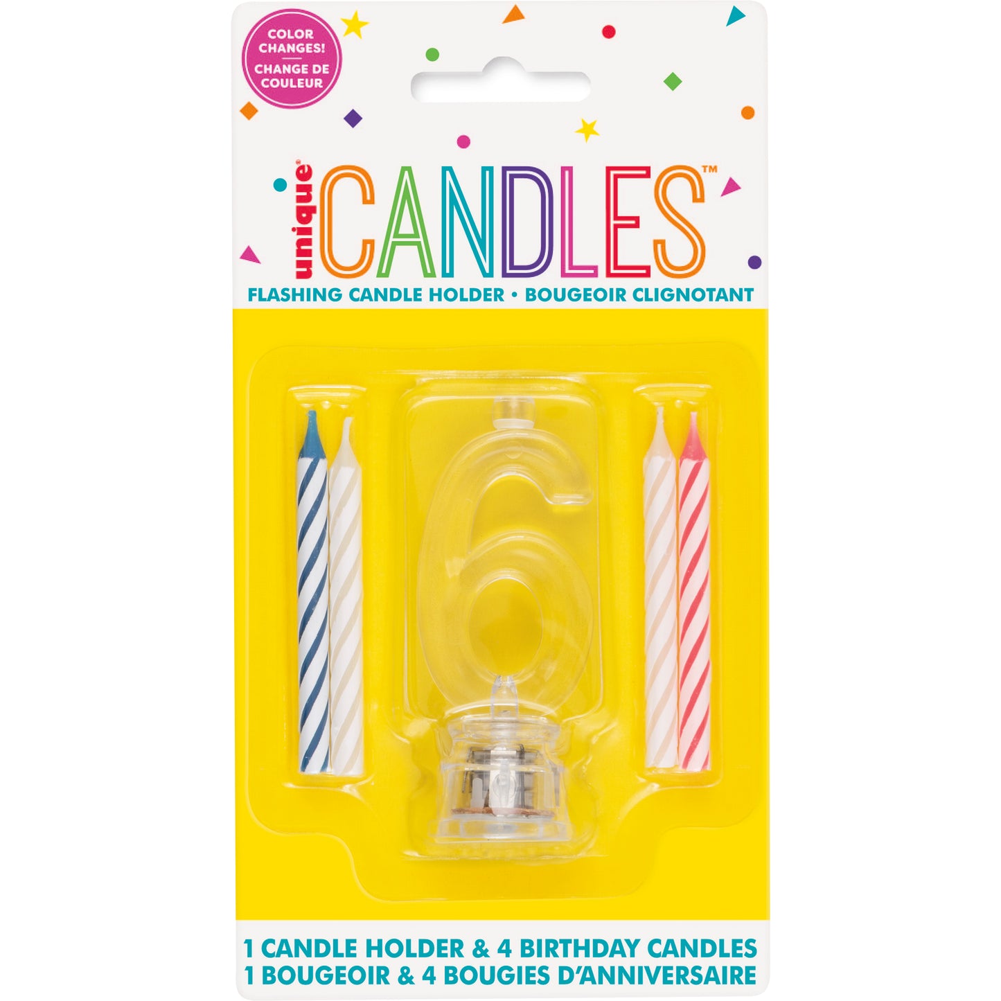 Number 6 Flashing Candle Holder with Birthday Cake Candles for Kids, Women & Men – Birthday Party Decoration Essentials
