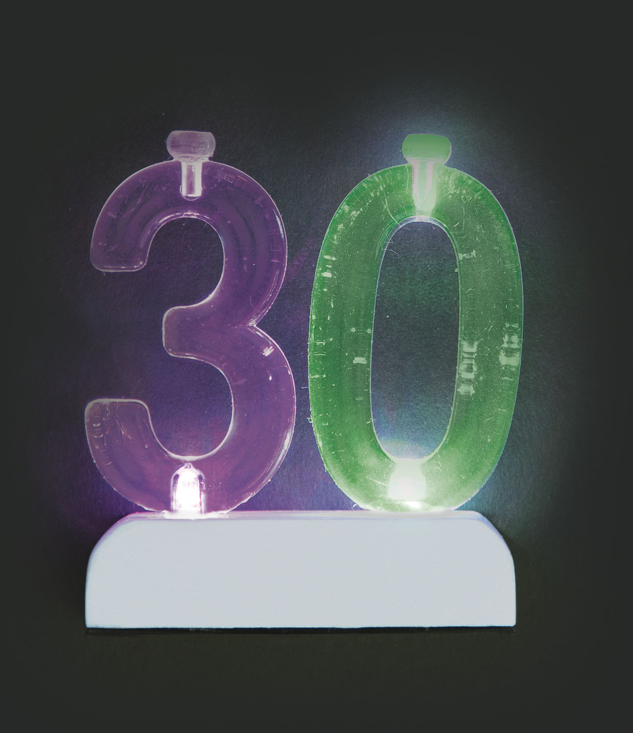 30 Number Flashing Candle Holder with Birthday Cake Candles for Women & Men – 30th Birthday Party Decoration Essentials