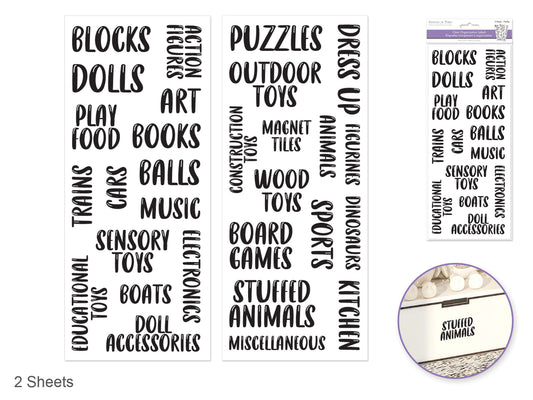 Paper Craft Sticker: 5"x12" Organization Labels Clear 2-Sheets Photo Safe D) Toy Room