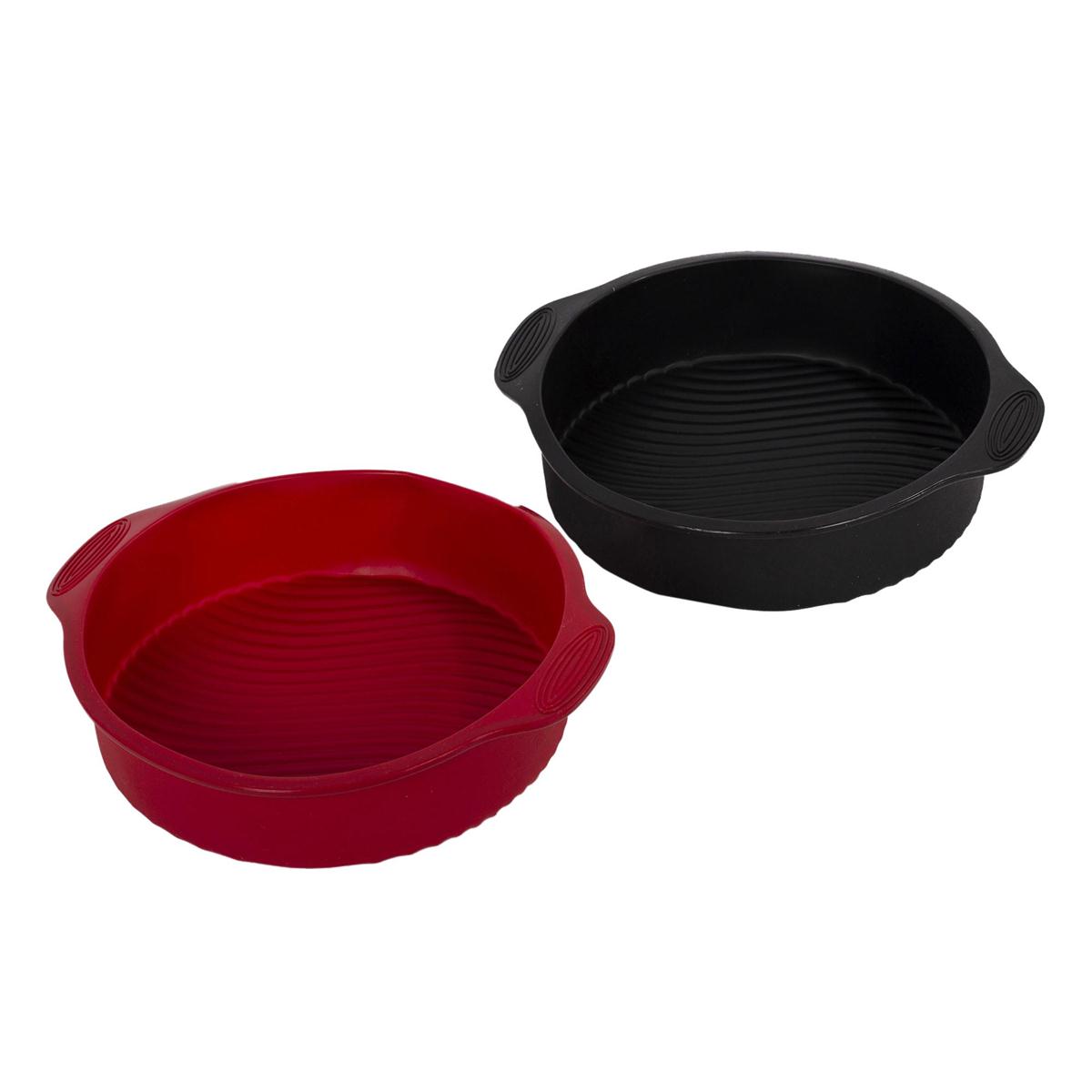 L.Gourmet 9"Dia. x2.5"H Silicone Cake Pan, 2 col., wrap card