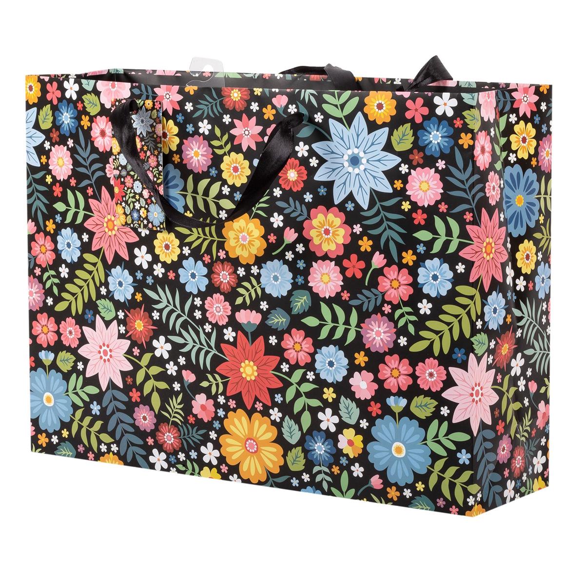 Paper T. Gift Bag, Jumbo Horiztonal, Floral, Matte 157GSM, Tag +j-hook