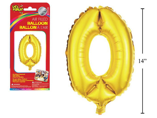 Let's Party "0" Gold Air Filled Balloon,14"