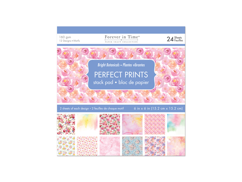 Paper Pads: 6"x6" Perfect Prints Stack Packs x24 Assorted T) Bright Botanicals