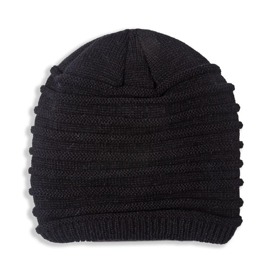 Nordic T. Oversized Ribbed Beanie, w/Warm Fleece Lining, Black, ht