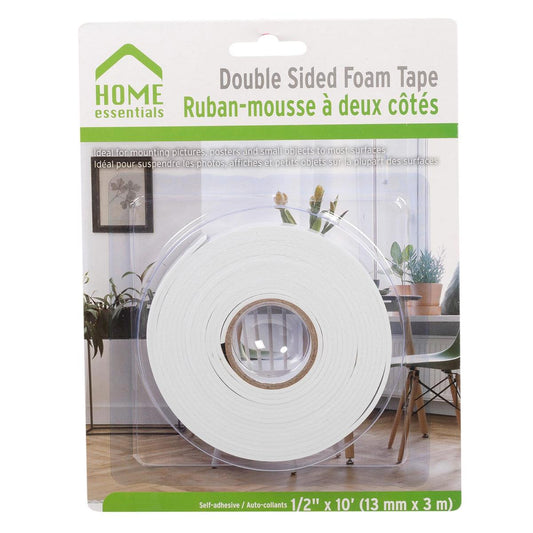 H.E,.Double-sided Foam Tape, Blister Card,1/2" x 120' (83383)