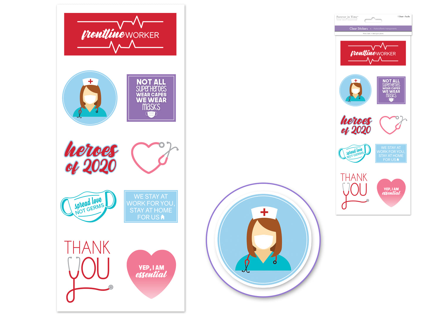 Paper Craft Sticker: 5"x12" Classic Themes 'Clear' Photo Safe O) Healthcare Workers