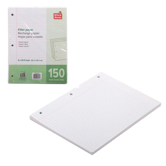 O.WKs. 150-sheet 8"x10.5" Filler Paper