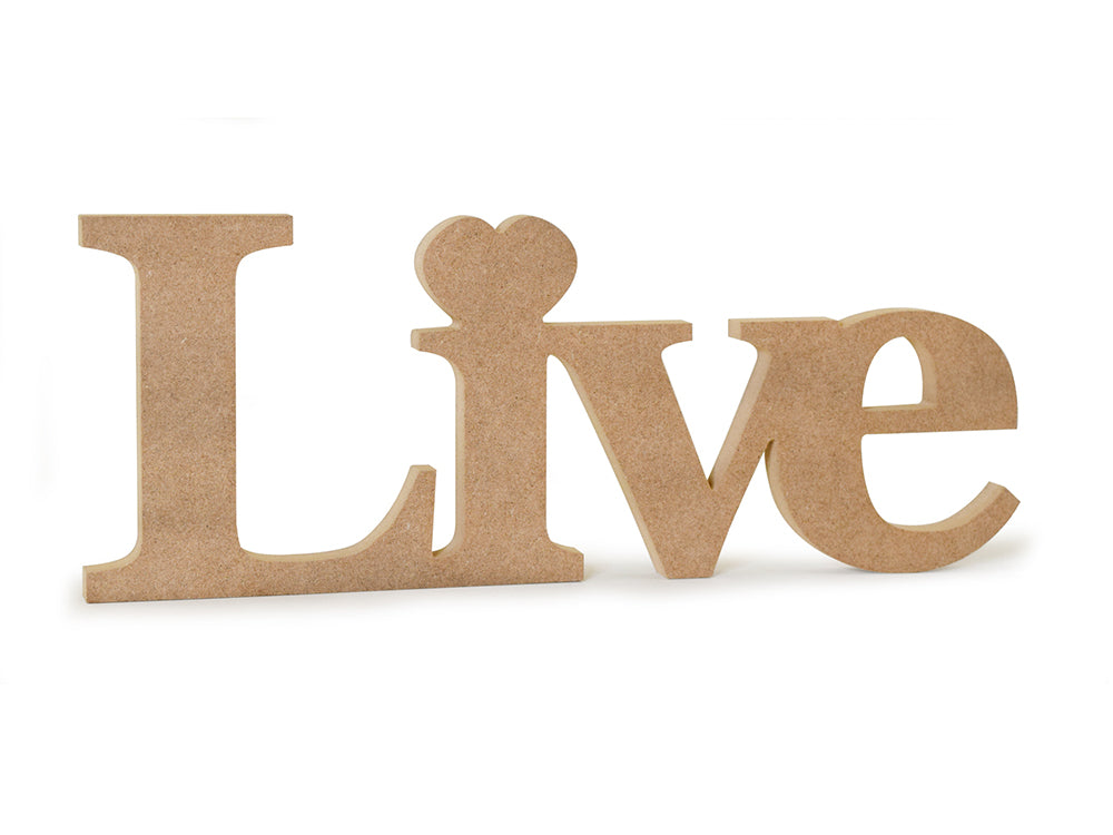 Wood Craft: 12" DIY Word Decor- MDF Standing A) Live