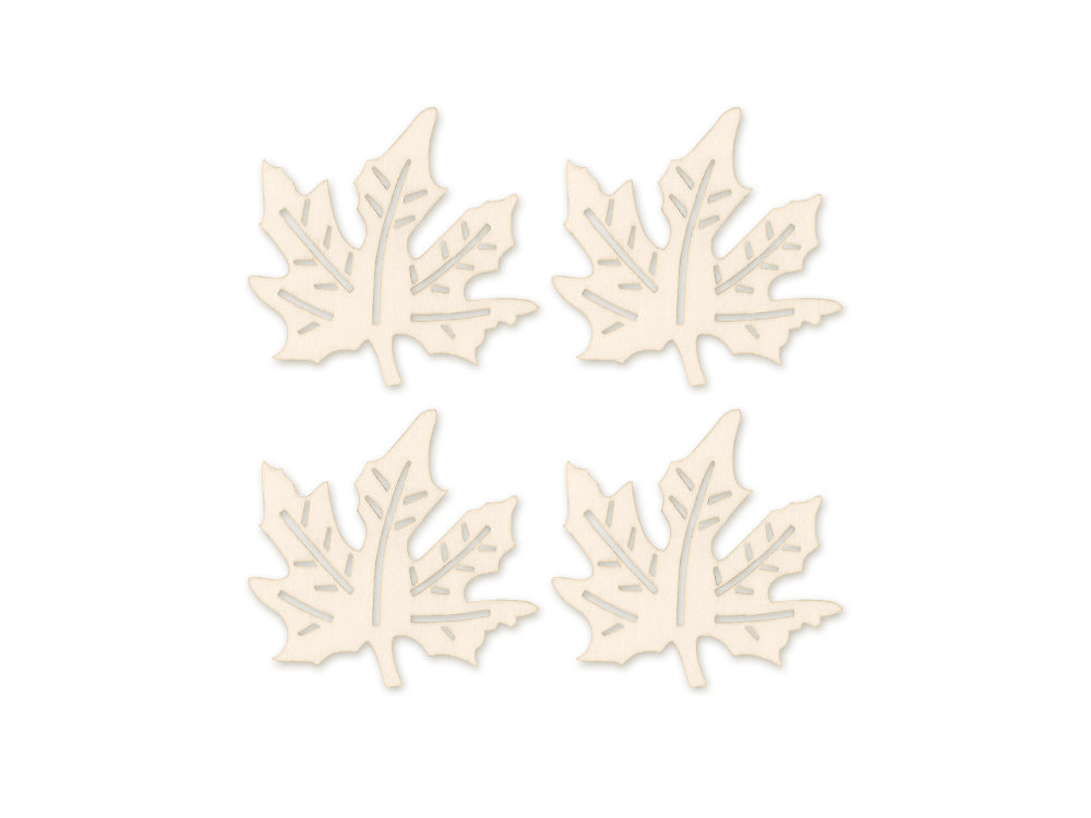 Wood Craft: 8cm Laser-Cut Ornate Wood Shapes x4 M) Maple Leaf