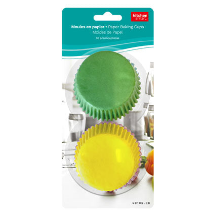 PAPER BAKING CUPS - 50PCS LARGE-2 ASST. GREEN/YELL