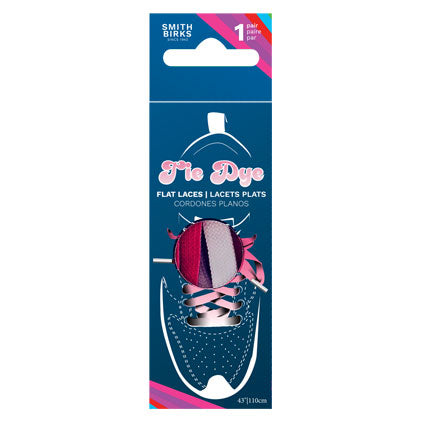 43" FLAT TIE DYE LACES-HOT PINK (1PR)