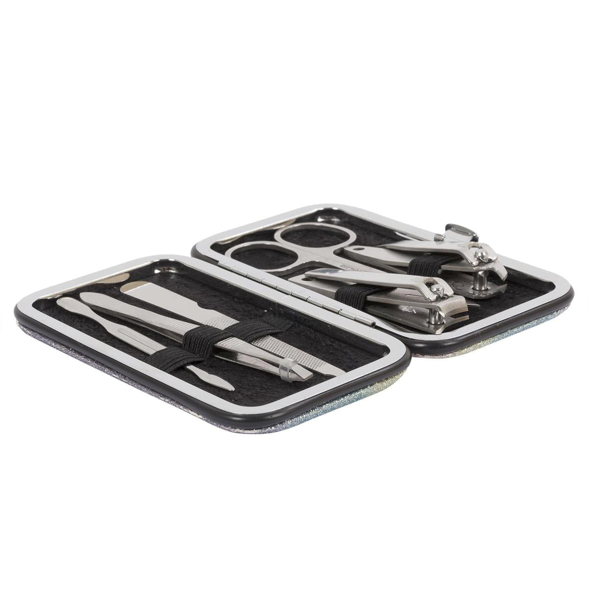 Bodico, 7-pc Glitter Manicure Set w Snap Case, glitter, w/box