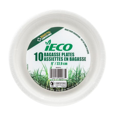 iECO 9" BAGASSE PLATE 10/PK  X 24/CS