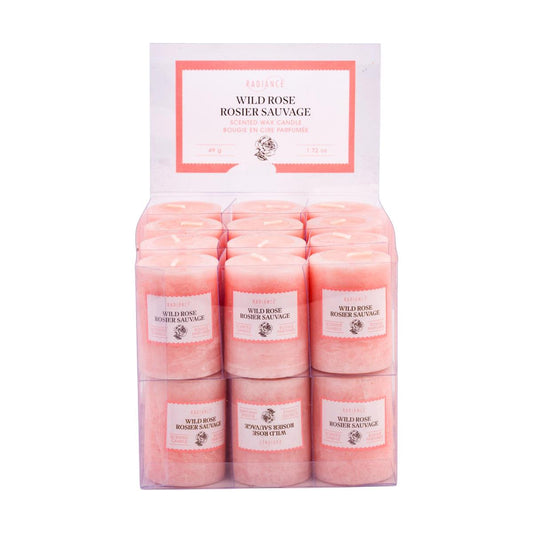 Frosted Scented Votive Candle, 2"H, Wild Rose, 24/PDQ