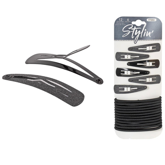 Stylin, Snap&Barrette Ponyholders 18p, black, header card