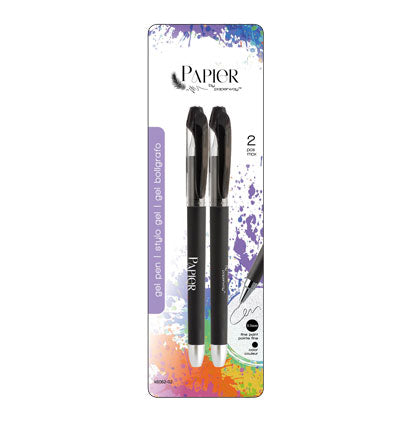 GEL INK PEN 2PK SET - BLACK 0.5MM FINE P