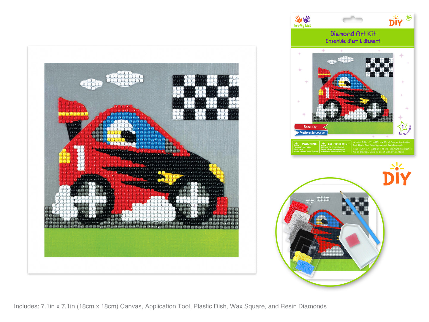 Krafty Kids Kit: DIY Diamond Art Kit L) Racecar