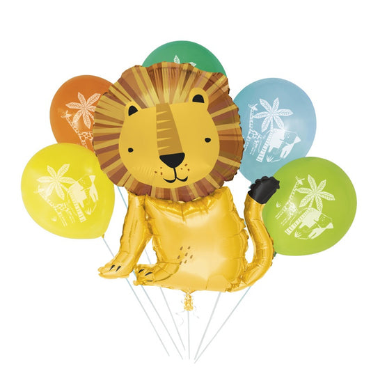 Lion Giant Foil & Latex Balloon Bouquet Kit  6pc