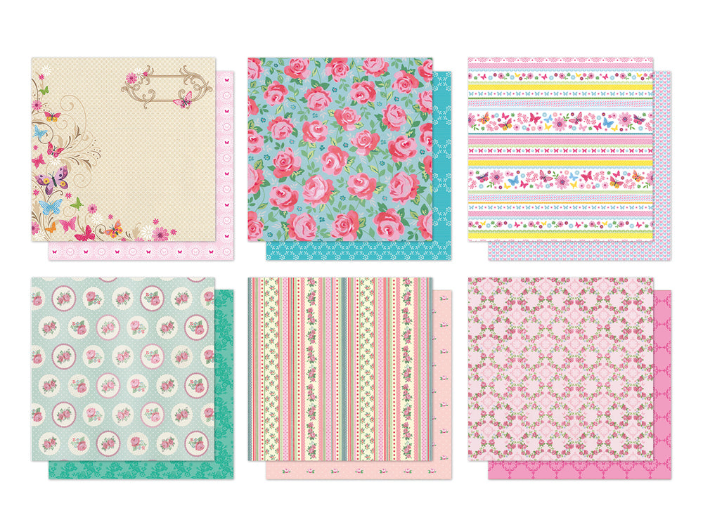 Cardstock: 12"x12" Glitter Embossed Double-Sided 1eax6styles A) Butterfly & Floral