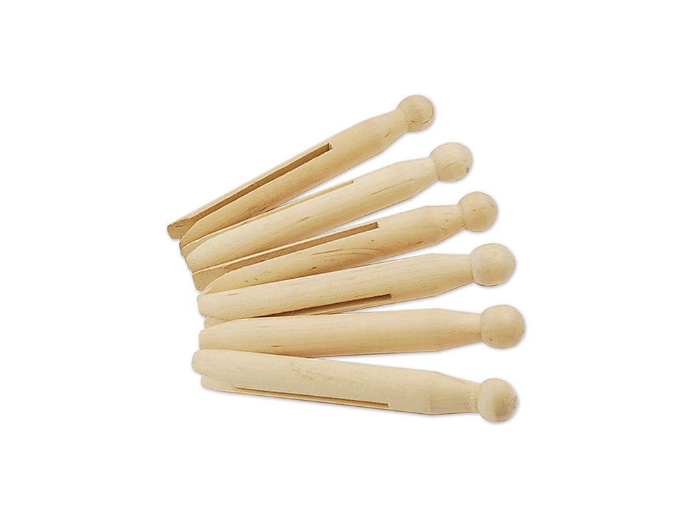 Craftwood: 4.25" Round Doll-Peg Clothespins Natural 6/pk