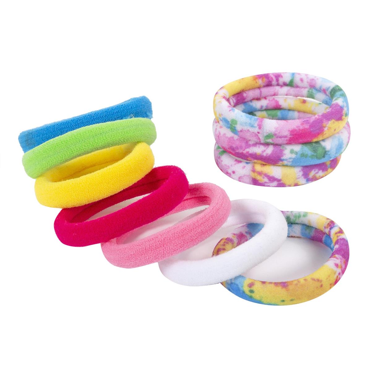 Stylin G, 10-pc Ponyholder 4 w tie-dye, clasp-free, hc