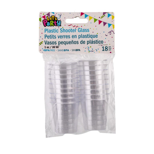 Let's Party 18 pcs Plastic Shooter Glass - Clear