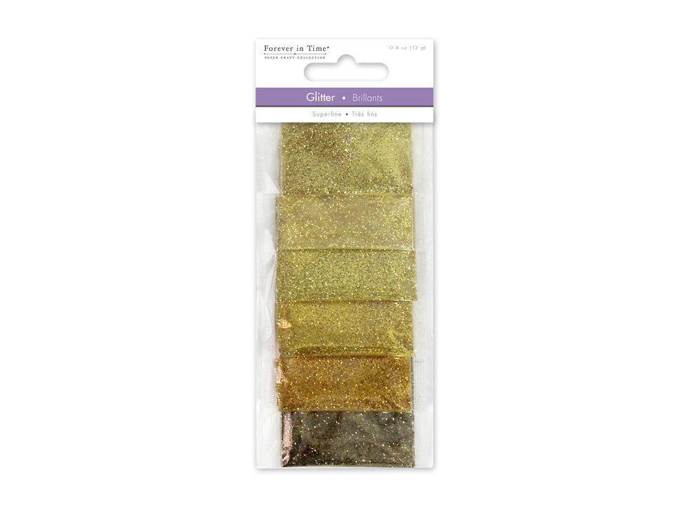 Paper Craft Emb: Superfine Glitter 12g Asst Pouches x6 A) Gilded Gold