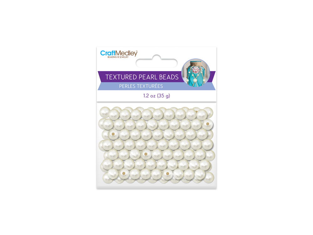 Pearl Beads: Acrylic Textured Effects Ivory 35g B) 8mm