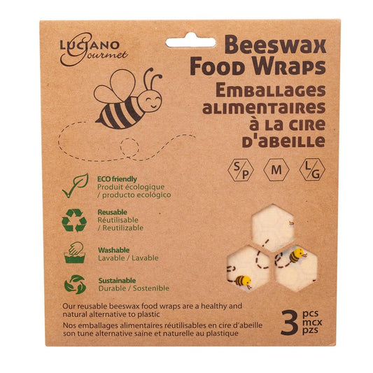L.Gourmet 3-pc Beeswax Food Wraps, Reusable,S, M & L, asst'd,envelope