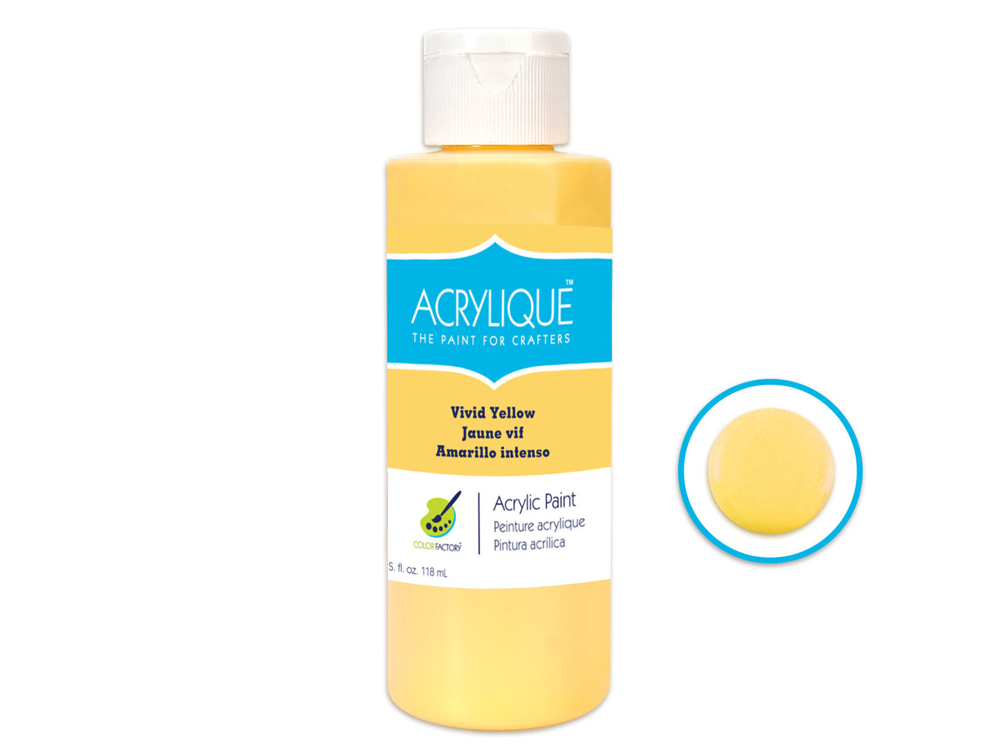 Color Factory: 4oz Acrylique Paint for Crafter's 075 Vivid Yellow