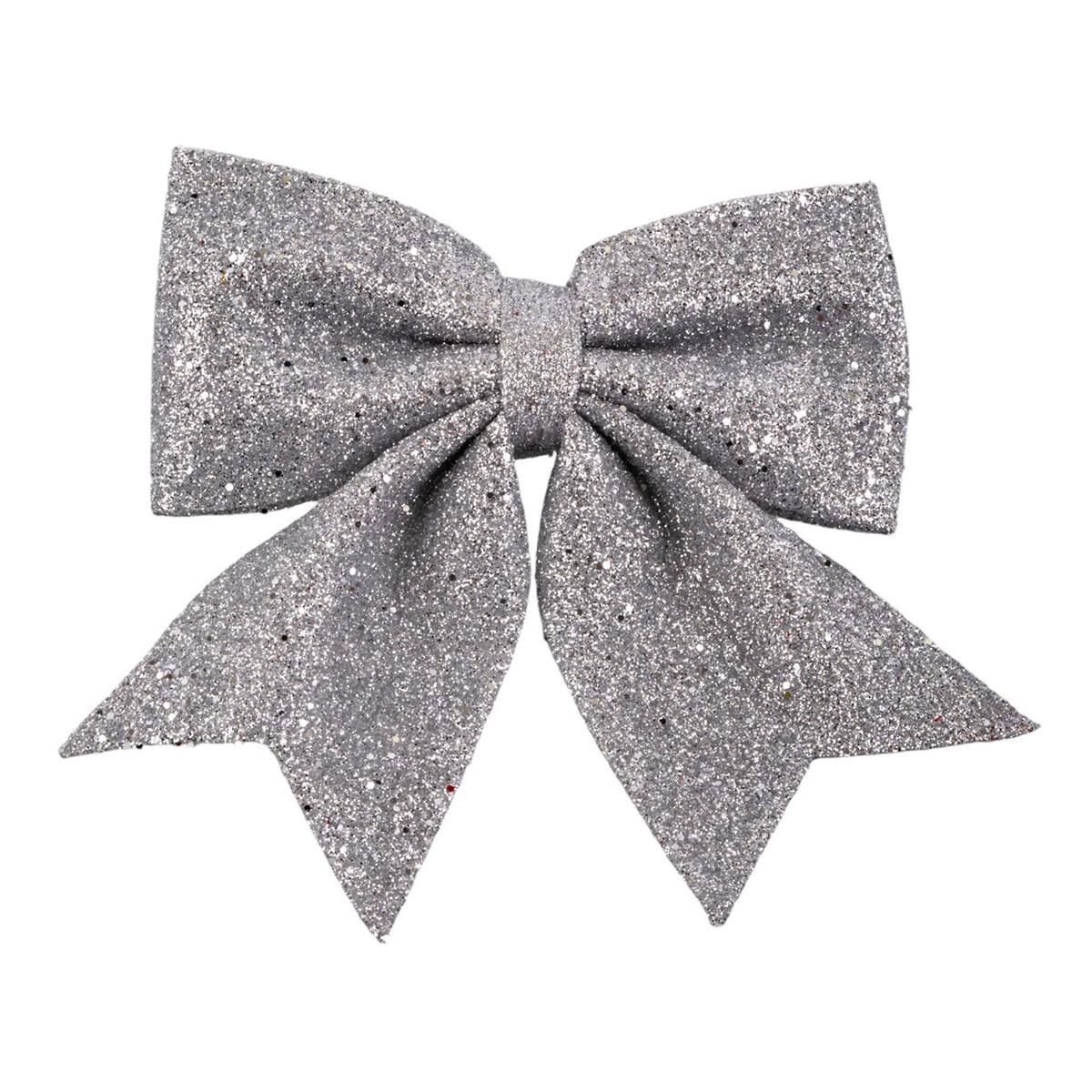 Deco N. Xmas 2pk Bow DÃ©cor, 4.75", Silver, t.o.c