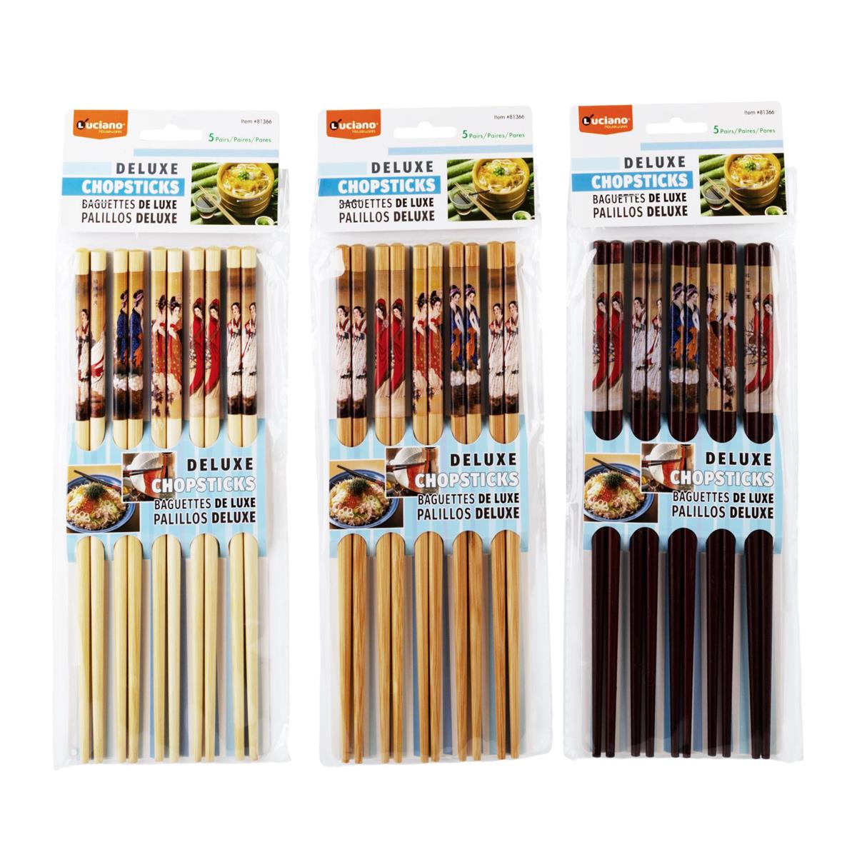Luciano 5-Pair 9.5"L Chopstick Set, 3 col.,  pbh (CS)