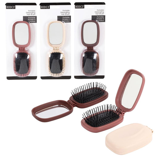 Bodico, Flex-Bristle Detangler Hairbrush, Travel, 3 asst,