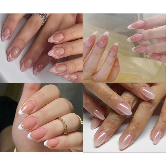 Bodico, 24-pc "Classy" Nails w Adhesive, Short Almond, 4 asst, col box
