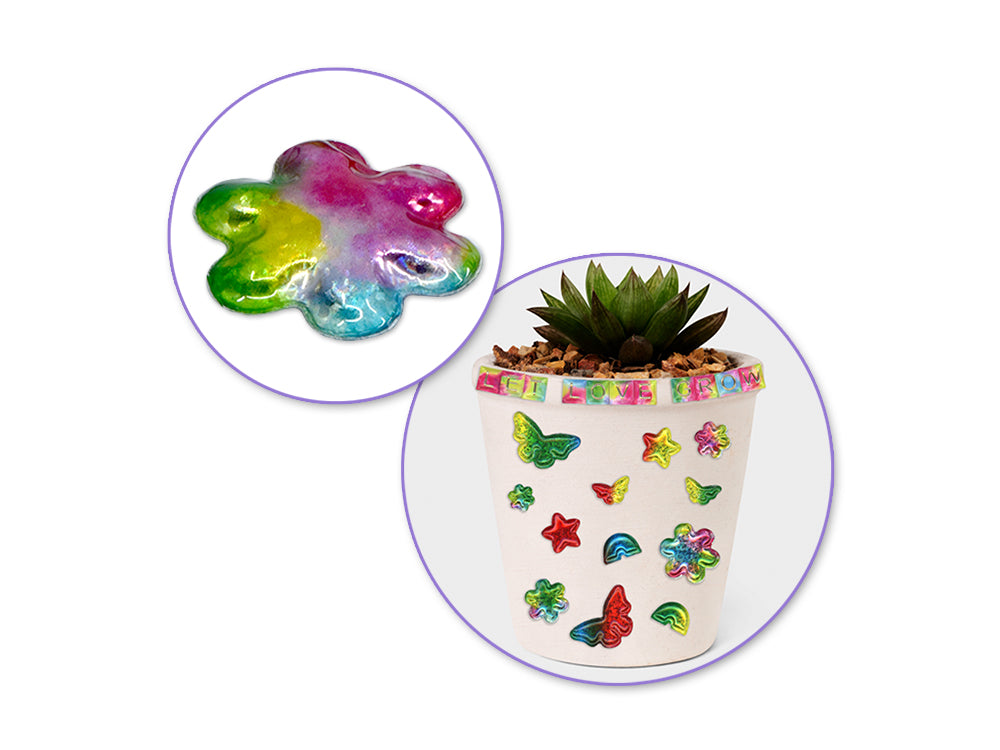 Paper Craft Sticker: 3.7"x6.9" 3D Pop-Up Foil Rainbow Effects C) Flower