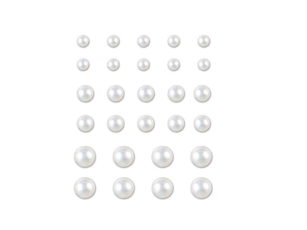 Paper Craft Embellishments: 6-10mm Pearl Halves x28 White Peel-n-Stick