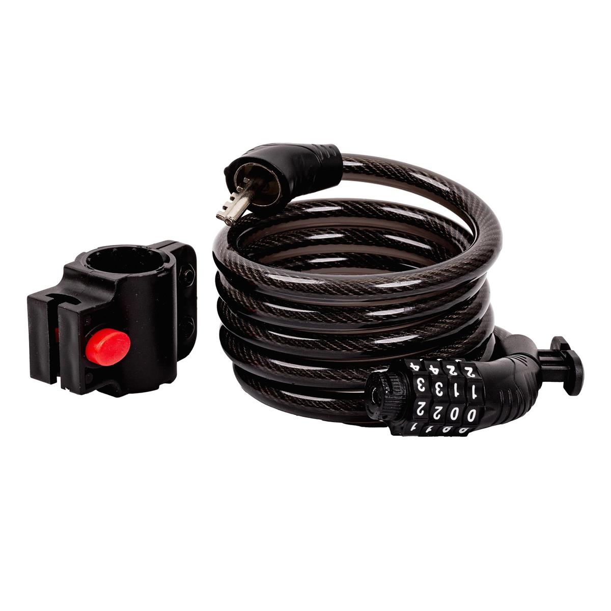 CYCLEPRO Spiral Lock w/4 digit Black, 9mm diameter  x 5' length