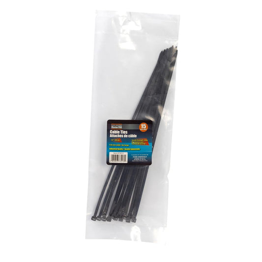H.E.Master Pro, 15pcs Cable Ties 4.8mm x 12", Black, pbh